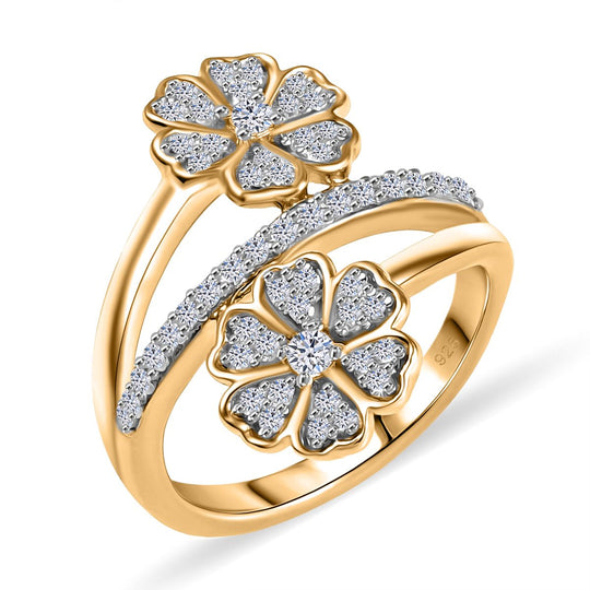 LUXURIANT DIAMOND - Lab Grown Diamant SI-GH Ring 925 Silber 750 Gelbgold Vermeil (Größe 20.00) ca. 0.50 ct