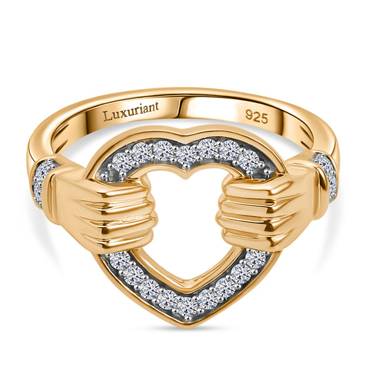 LUXURIANT DIAMOND - Lab Grown Diamant SI-GH Ring 925 Silber 750 Gelbgold Vermeil (Größe 16.00) ca. 0.25 ct
