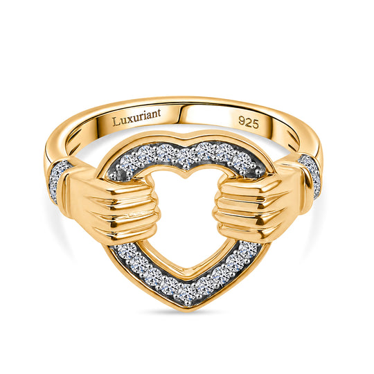 LUXURIANT SI Labor Diamant Ring, 925 Silber 750 Gelbgold Vermeil - 0,25 ct.