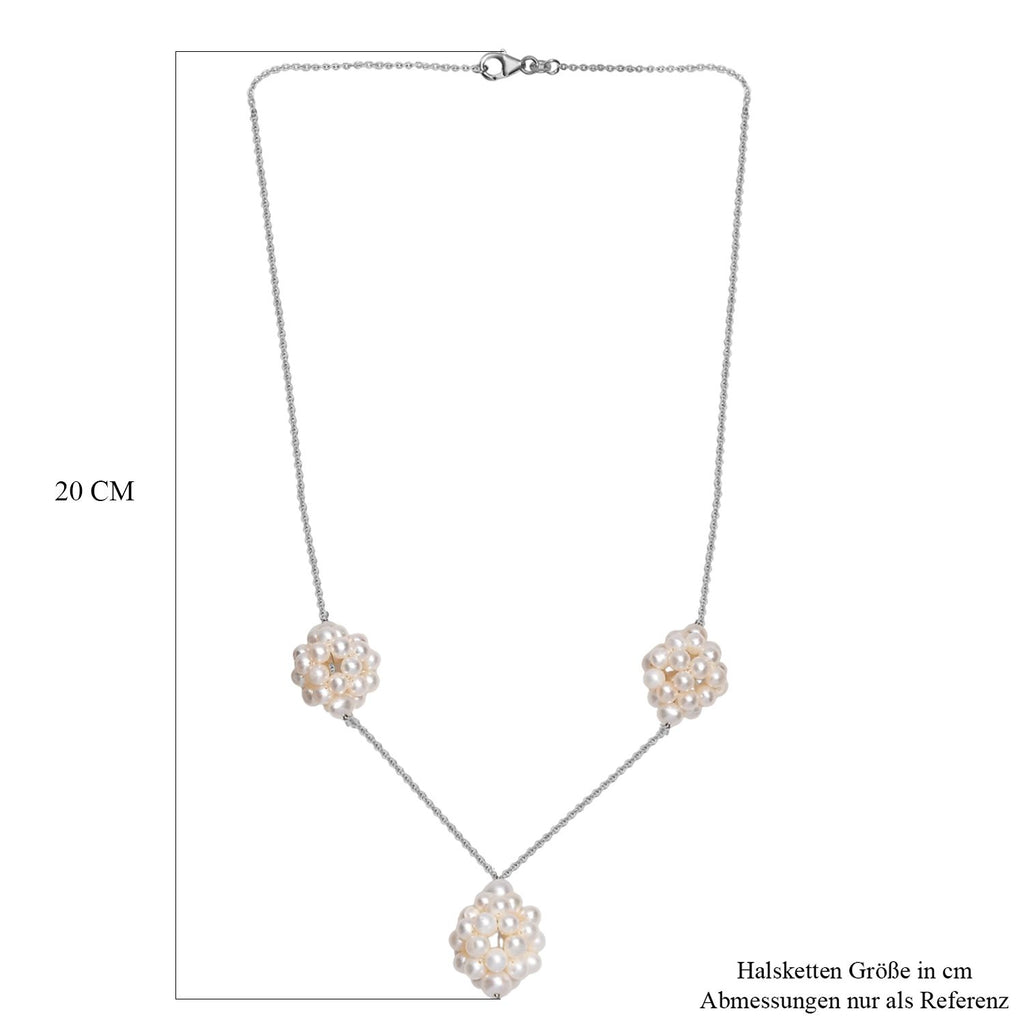 Weiße Süßwasser Perle Halskette ca. 50 cm 925 Silber rhodiniert