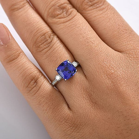 Rhapsody AAAA Tansanit, Weißer Diamant Ring 950 Platin (Größe 17.00) ca. 3,70 ct