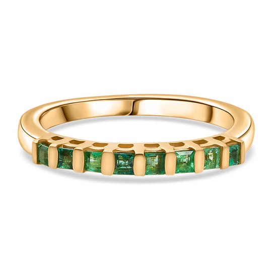 Kagem Sambischer Smaragd Ring 925 Silber 750 Gelbgold Vermeil  (Größe 19.00) ca. 0.39 ct