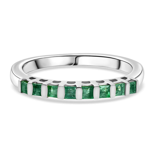 Kagem Sambischer Smaragd Ring 925 Silber 750 Gelbgold Vermeil  (Größe 19.00) ca. 0.39 ct