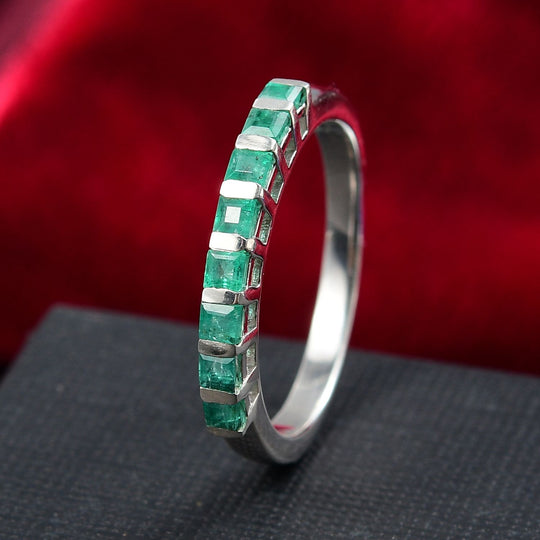 Kagem Sambischer Smaragd Ring 925 Silber 750 Gelbgold Vermeil  (Größe 19.00) ca. 0.39 ct