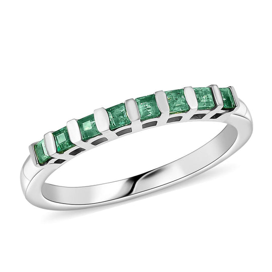Kagem Sambischer Smaragd Ring 925 Silber 750 Gelbgold Vermeil  (Größe 19.00) ca. 0.39 ct