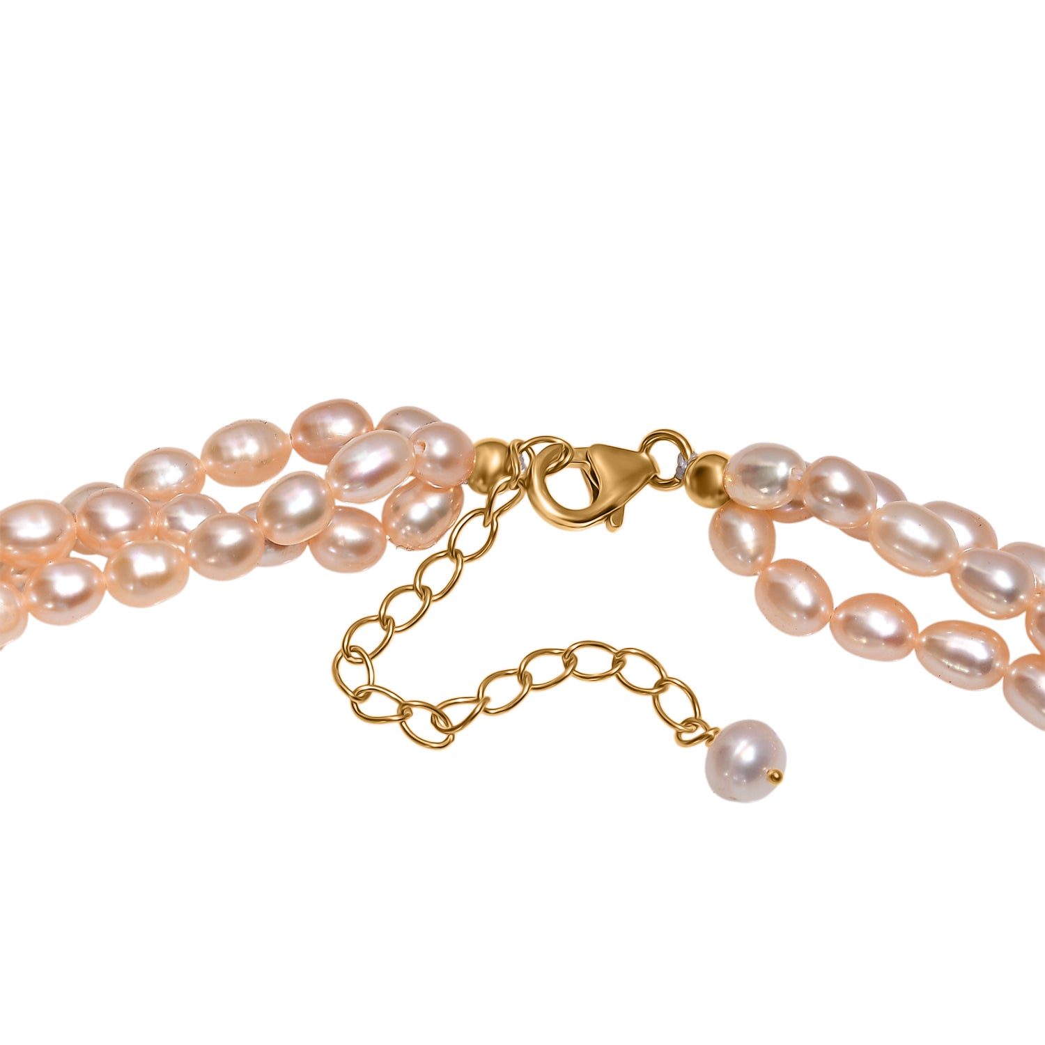 AA Pfirsich-Süßwasser Perle Halskette ca. 45 cm 925 Silber 750 Gelbgold Vermeil