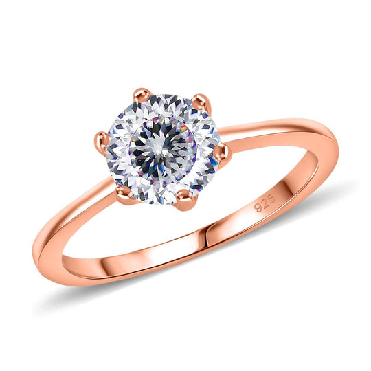 Djoy Moissanit Ring 925 Silber rosévergoldet (Größe 20.00) ca. 1.26 ct