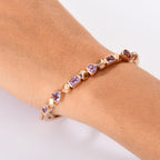 Zeitlose Art Kollektion - AA Rose De France Amethyst Armreif ca. 19 cm Messing ca. 3.93 ct