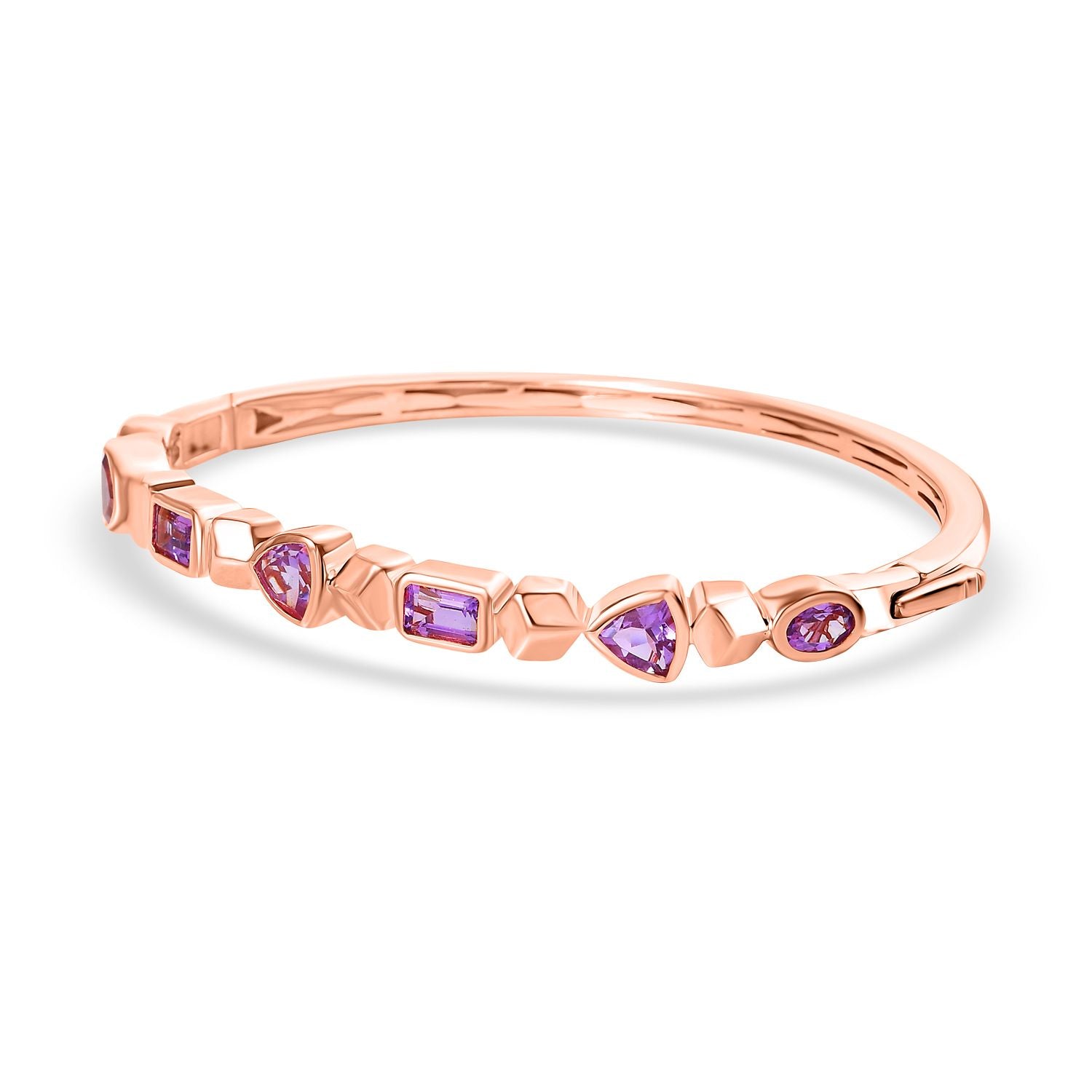 Zeitlose Art Kollektion - AA Rose De France Amethyst Armreif ca. 19 cm Messing ca. 3.93 ct