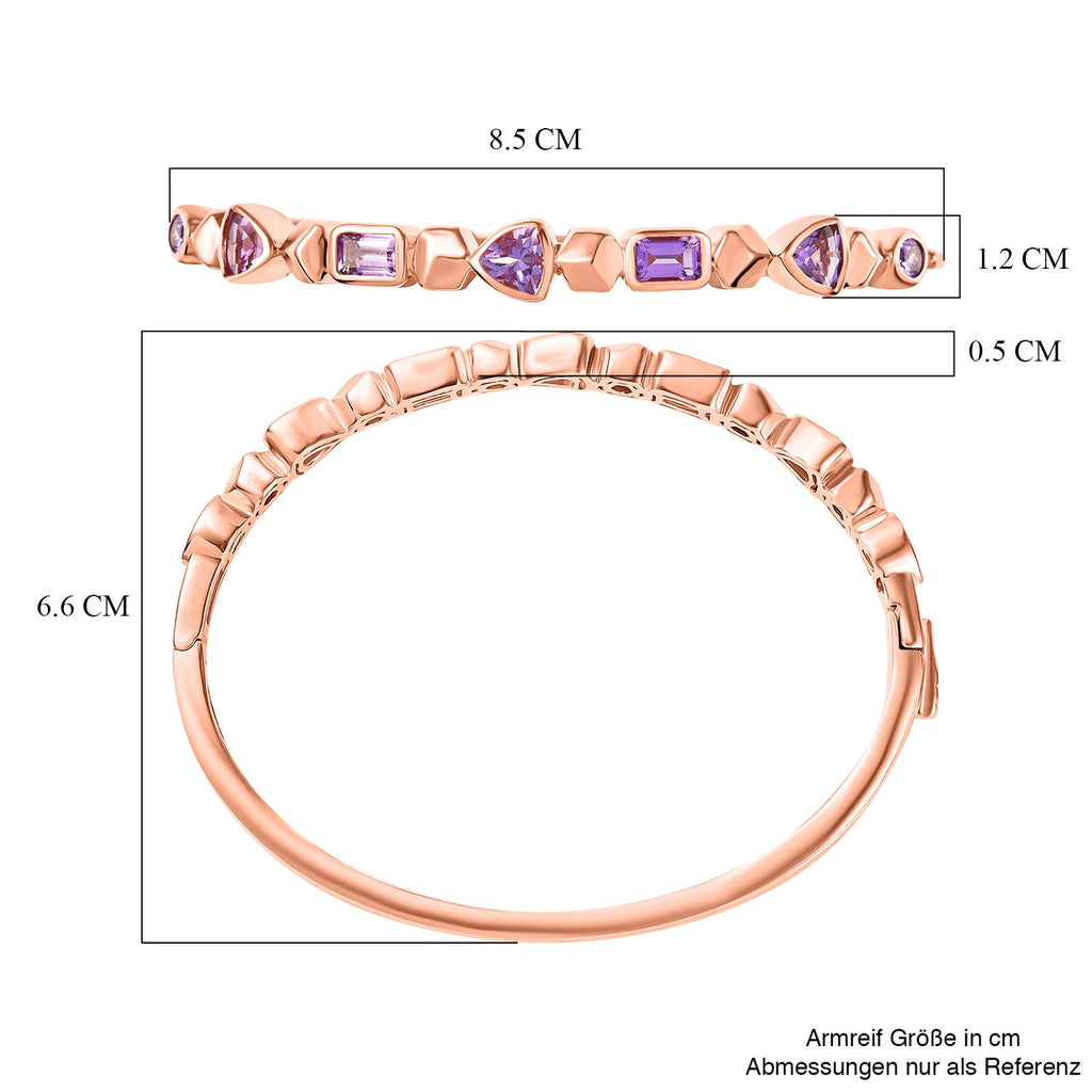 Zeitlose Art Kollektion - AA Rose De France Amethyst Armreif ca. 19 cm Messing ca. 3.93 ct
