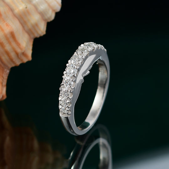 Moissanit Ring 925 Silber rhodiniert (Größe 17.00) ca. 0,76 ct