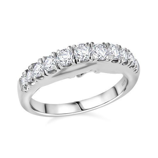 Moissanit Ring 925 Silber rhodiniert (Größe 17.00) ca. 0,76 ct