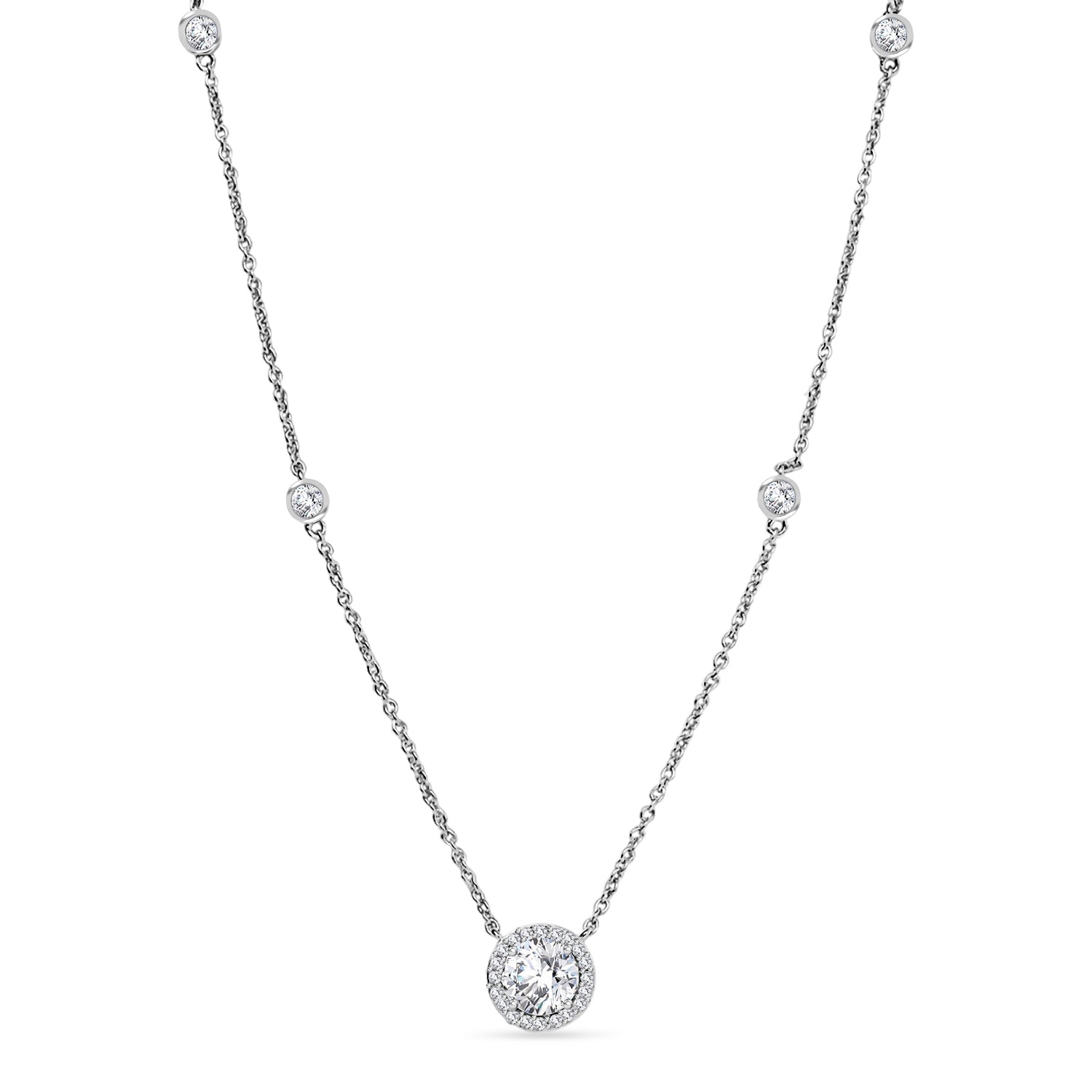 Moissanit Halskette ca. 45 cm 925 Silber rhodiniert ca. 2.03 ct
