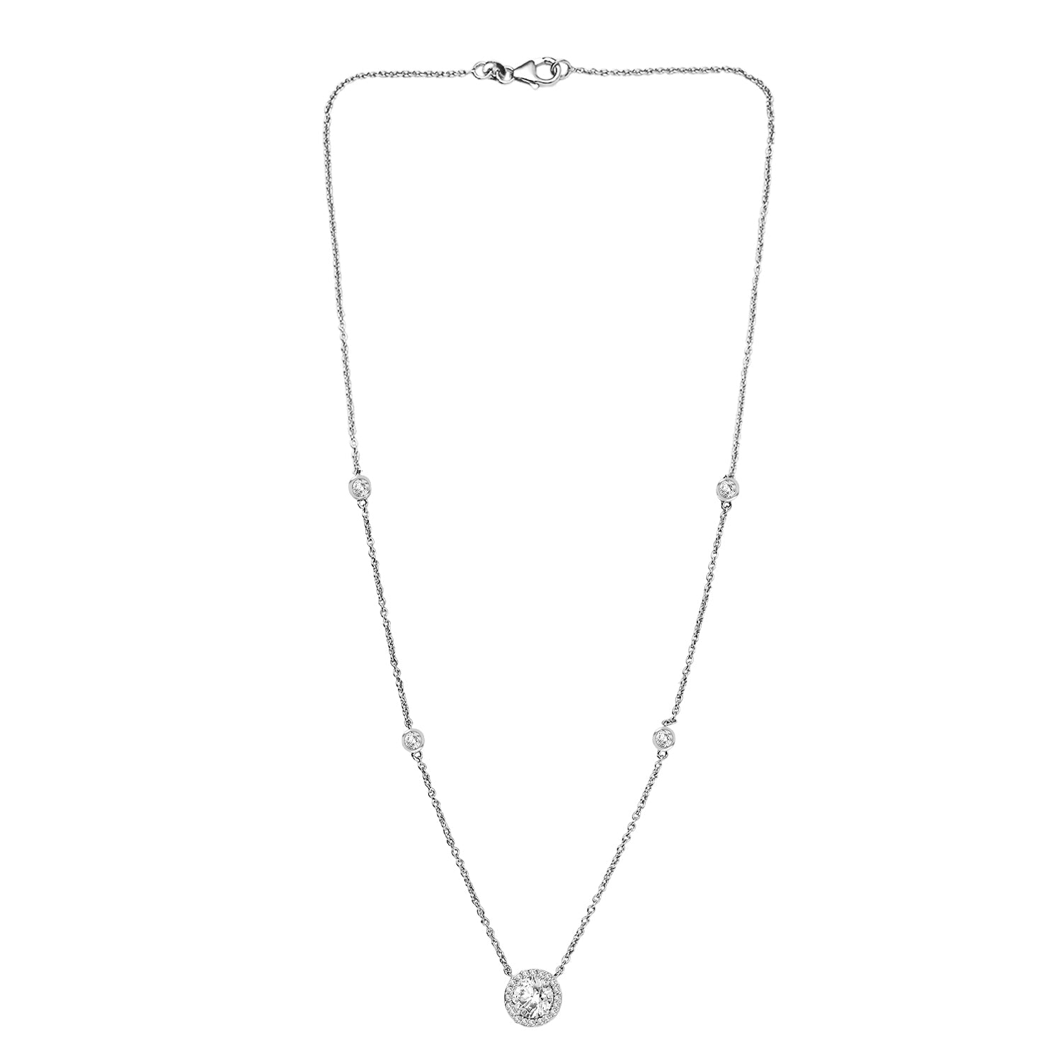 Moissanit Halskette ca. 45 cm 925 Silber rhodiniert ca. 2.03 ct