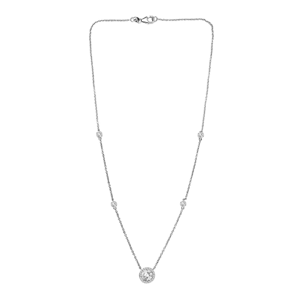 Moissanit Halskette ca. 45 cm 925 Silber rhodiniert ca. 2.03 ct