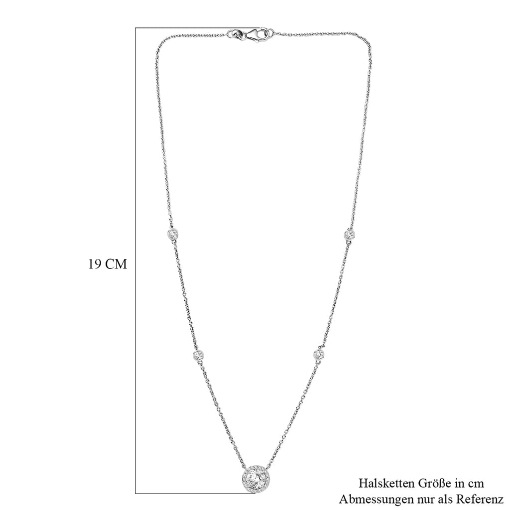 Moissanit Halskette ca. 45 cm 925 Silber rhodiniert ca. 2.03 ct
