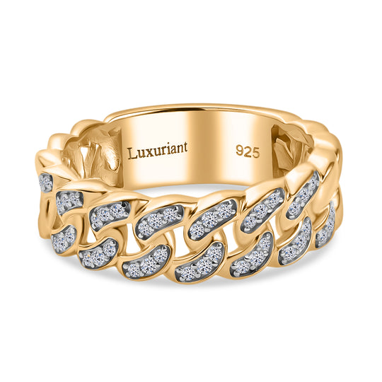 LUXURIANT DIAMOND - Lab Grown Diamant SI-GH Ring, 925 Silber 750 Gelbgold Vermeil (Größe 20.00) ca. 0.25 ct