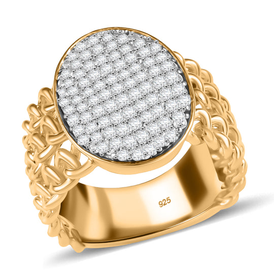 Moissanit Ring 925 Silber 750 Gelbgold Vermeil (Größe 18.00)