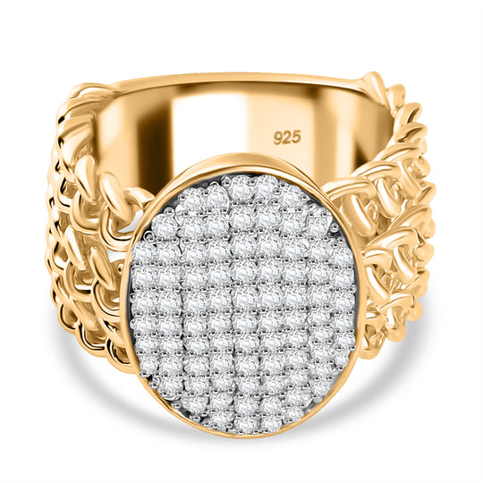 Moissanit Ring 925 Silber 750 Gelbgold Vermeil (Größe 18.00)