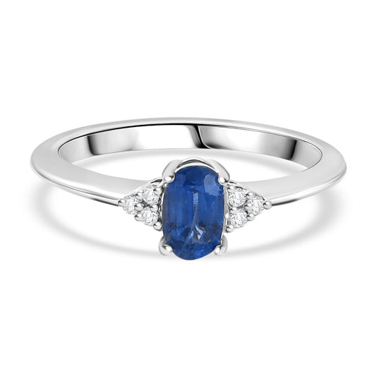 Natürlicher Kaschmir-Kyanit, Weißer Zirkon Ring 925 Silber platiniert (Größe 19.00) ca. 0.67 ct