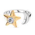 D'Joy 100 Facetten Moissanit Ring 925 Silber platiniert und vergoldet (Größe 17.00) ca. 0,49 ct