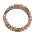 Flexibles Pfirsich-Süßwasserperle und grünes Jade Armband, 18cm