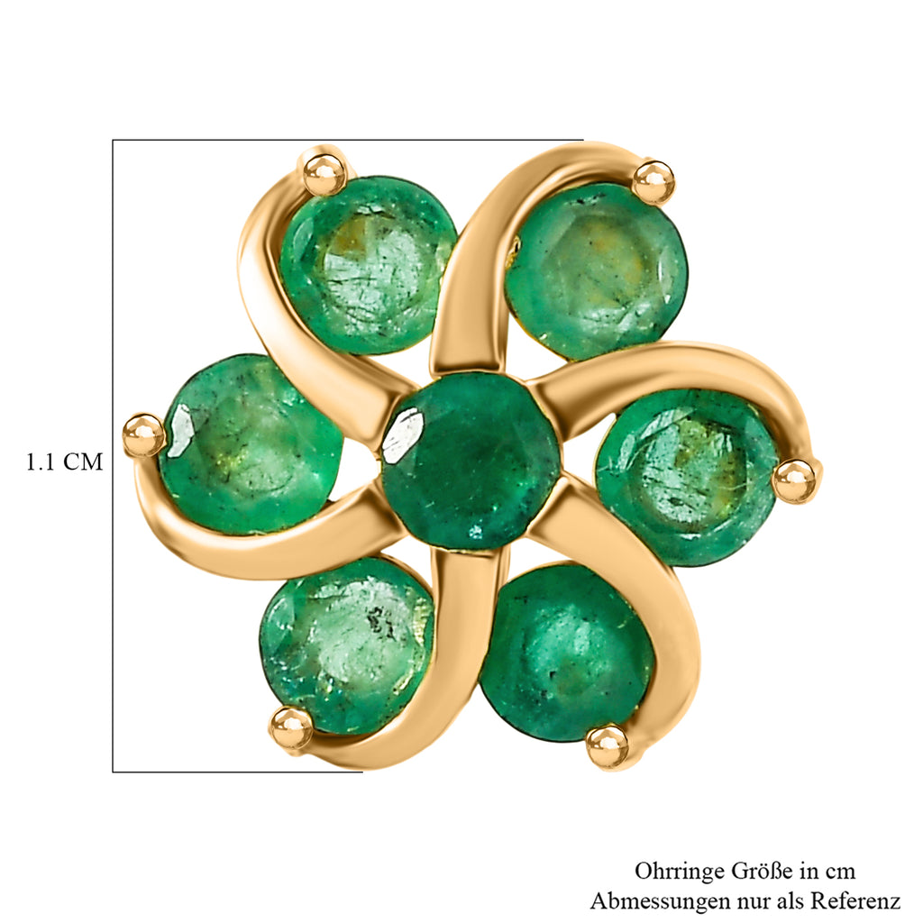 AA Kagem Sambischer Smaragd Ohrringe 925 Silber 750 Gelbgold Vermeil ca. 1.54 ct