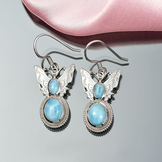 D joy AAA Larimar Ohrringe 925 Silber rhodiniert ca. 6.03 ct