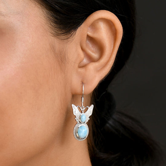 D joy AAA Larimar Ohrringe 925 Silber rhodiniert ca. 6.03 ct