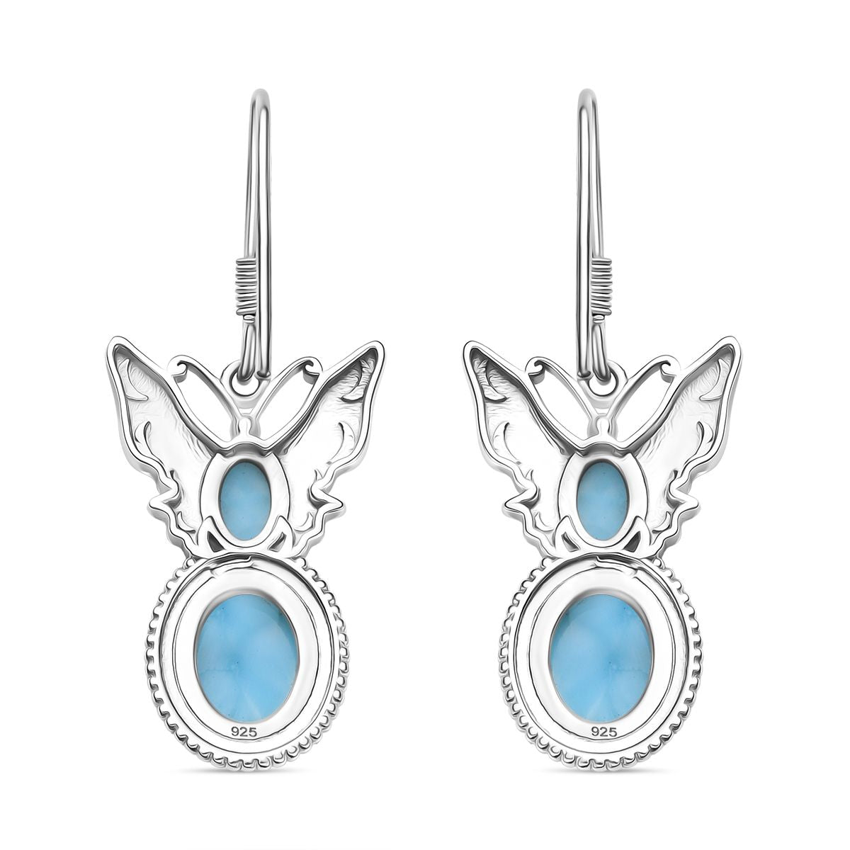 D joy AAA Larimar Ohrringe 925 Silber rhodiniert ca. 6.03 ct