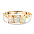 AA Natürlicher, äthiopischer Welo Opal Ring 925 Silber vergoldet (Größe 18.00) ca. 0,93 ct