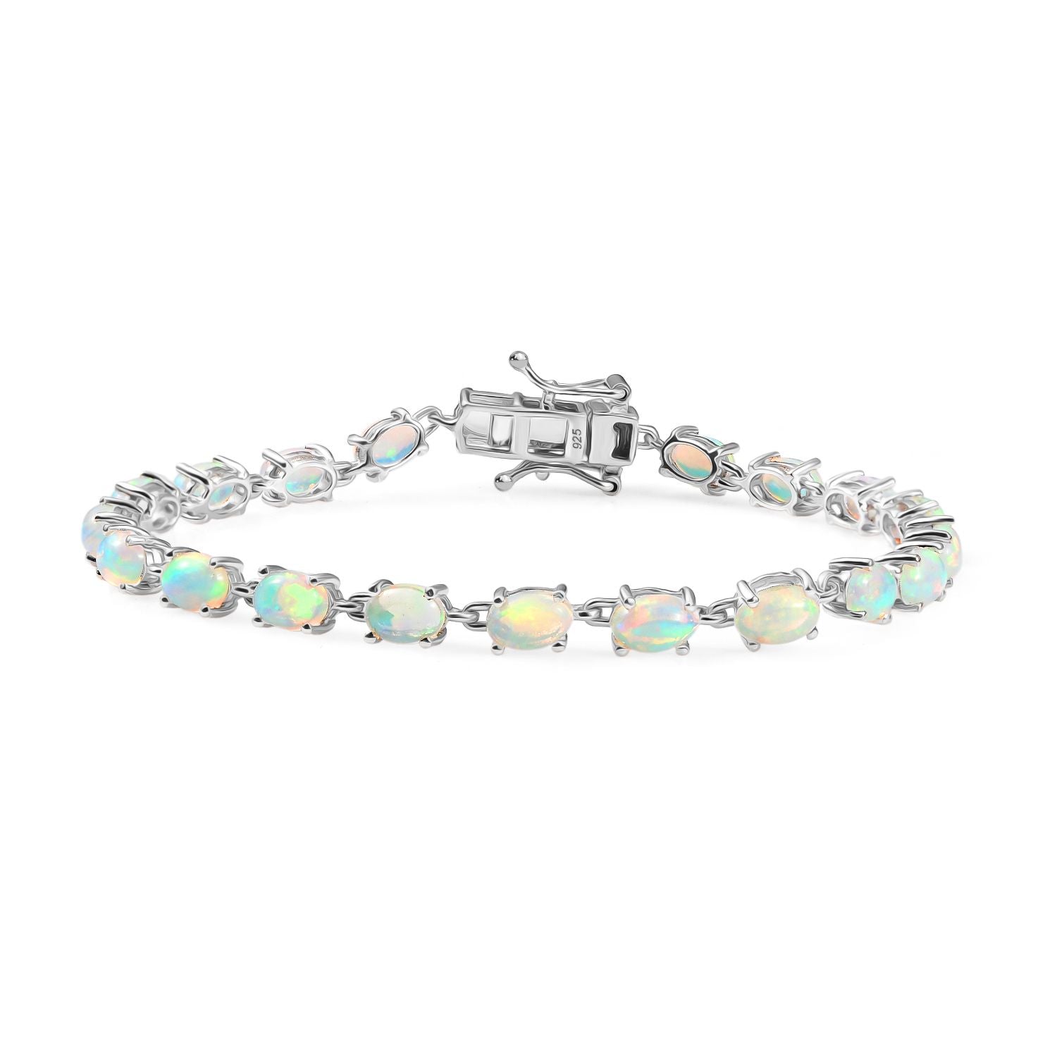 AA Natürlicher, äthiopischer Welo Opal Armband ca. 20 cm 925 Silber rhodiniert ca. 6,62 ct.
