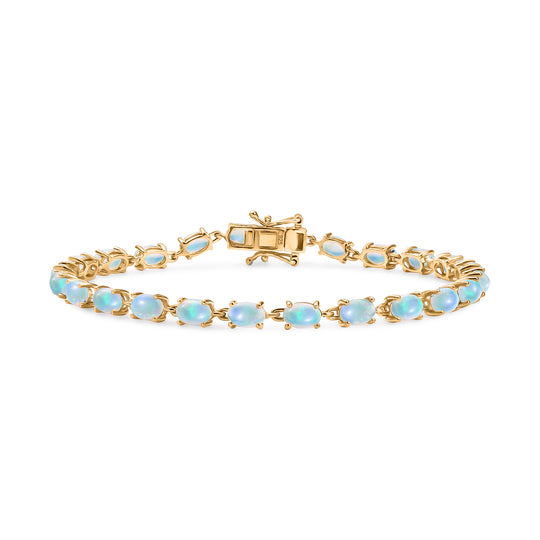AA Natürlicher, äthiopischer Welo Opal Armband ca. 19 cm 925 Silber vergoldet ca. 5,22 ct.