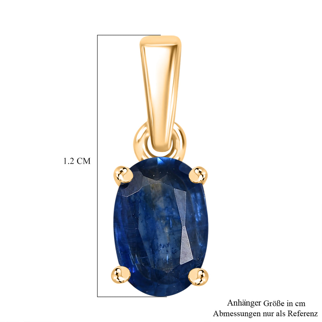 Natürlicher Kaschmir-Kyanit Anhänger 925 Silber vergoldet ca. 0.62 ct