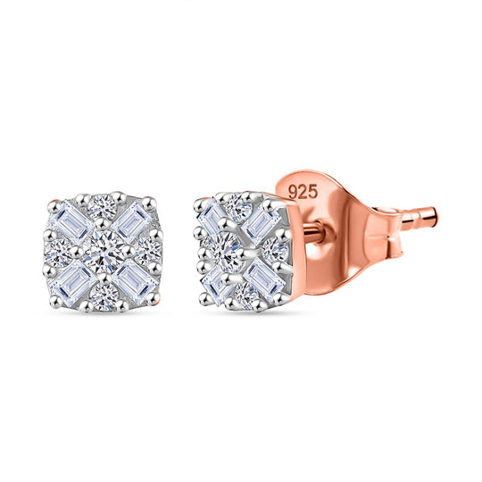 LUXURIANT DIAMOND - Lab Grown Diamant SI-GH Ohrringe 925 Silber Roségold Vermeil ca. 0.25 ct
