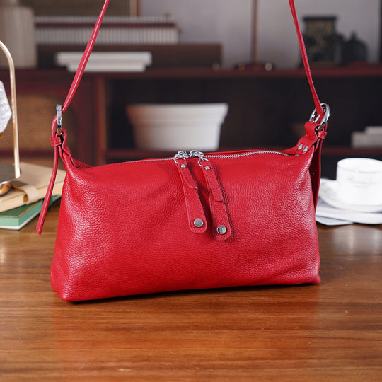 Crossbody-Bag aus Echtleder im Soft-Design, 30x8x16 cm, Burgunder