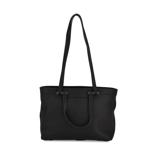 Leder-Shopper mit Doppelhenkel, 30x12x23 cm, Schwarz