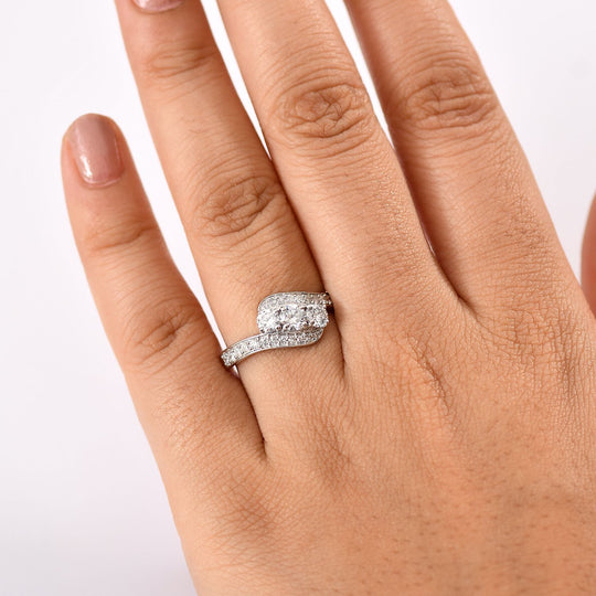 LUXURIANT SI-GH Labor Diamant Ring, 925 Silber 750 Gelbgold Vermeil - 1 ct.