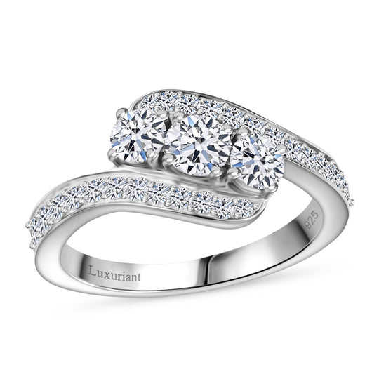 LUXURIANT SI-GH Labor Diamant Ring, 925 Silber 750 Gelbgold Vermeil - 1 ct.