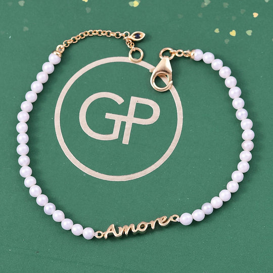 GP Amore Kollektion - Perle, Kanchanaburi Blauer Saphir Armband ca. 19 cm 925 Silber 750 Gelbgold Vermeil