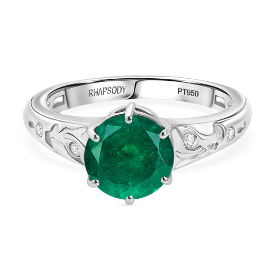 Rhapsody AAAA Kagem Sambischer Smaragd, Weißer Diamant Ring 950 Platin (Größe 19.00) ca. 2,13 ct