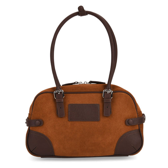 Handtasche aus Echtleder, 34 x 12 x 19 cm, Purpurrot