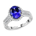 Rhapsody AAAA Tansanit, Weißer Diamant AGI zertifiziert Ring 950 Platin (Größe 17.00) ca. 4.47 ct