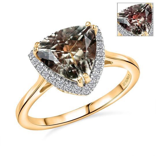 LUXORO AAA Turkizit, Weißer Diamant AGI zertifiziert Ring 585 Gold (Größe 20.00) ca. 2.79 ct
