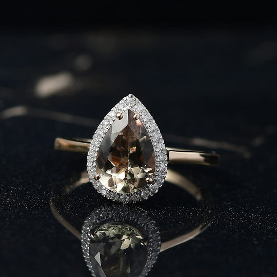 LUXORO AAA Turkizit, Weißer Diamant AGI zertifiziert Ring 585 Gold (Größe 17.00) ca. 2.20 ct
