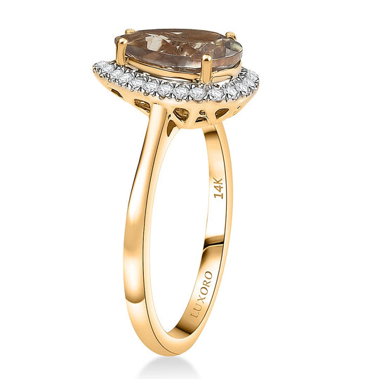LUXORO AAA Turkizit, Weißer Diamant AGI zertifiziert Ring 585 Gold (Größe 17.00) ca. 2.20 ct