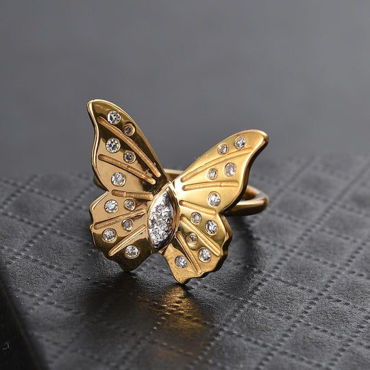 LUXURIANT DIAMOND - Lab Grown Diamant SI Ring 925 Silber 750 Gelbgold Vermeil (Größe 21.00) ca. 0.25 ct