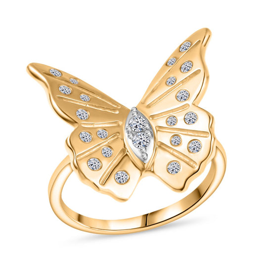 LUXURIANT DIAMOND - Lab Grown Diamant SI Ring 925 Silber 750 Gelbgold Vermeil (Größe 21.00) ca. 0.25 ct