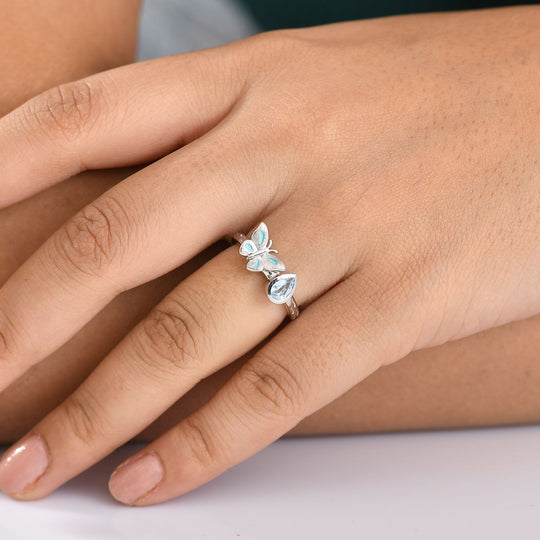 GP Trionfo Kollektion - Himmelblauer Topas, Kanchanaburi Blauer Saphir Ring, 925 Silber rhodiniert (Größe 20.00) ca. 0.55 ct