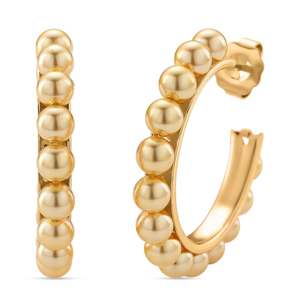 Goldene Muschelkernperle (5-7 mm) Ohrringe, 316L Edelstahl, vergoldet